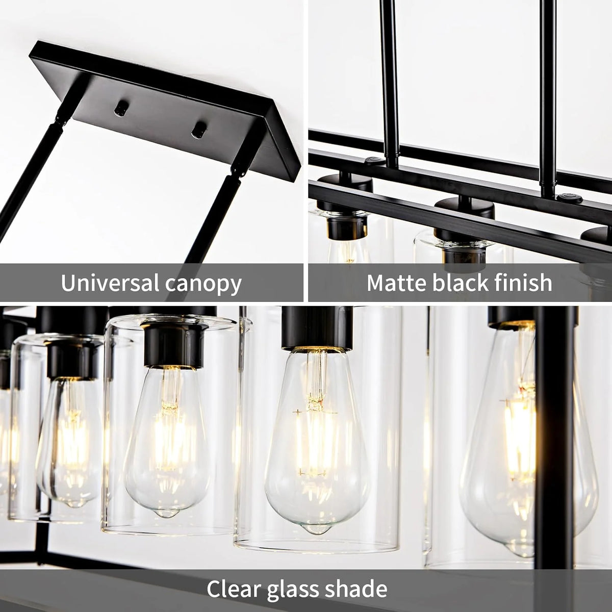 Modern Rustic Matte Black Chandelier