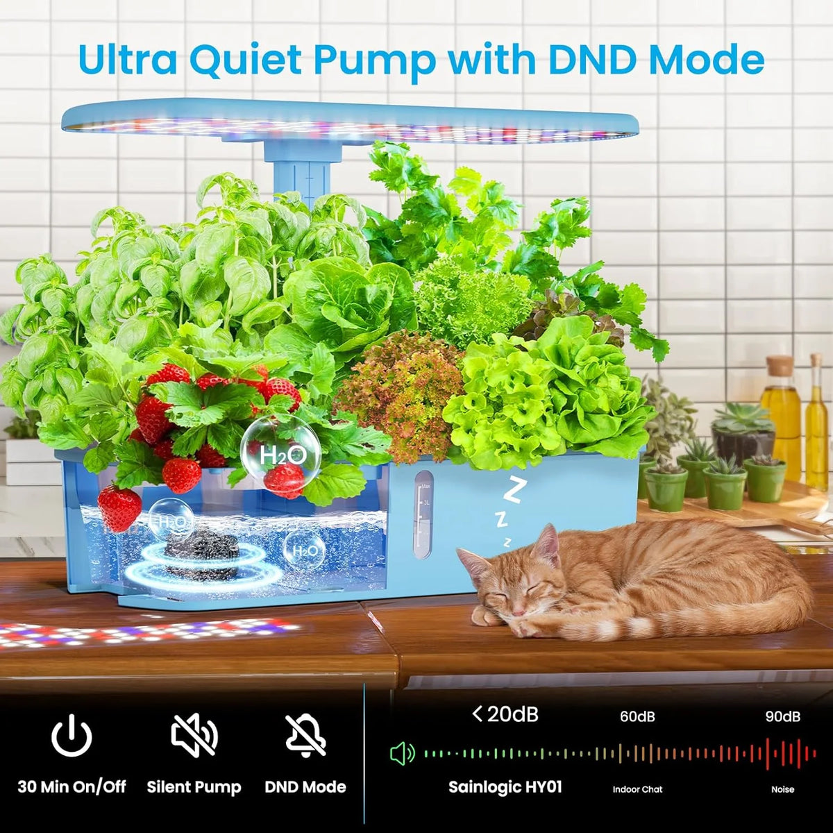Sainlogic Hydroponics Growing System Kit, 12 Pods Watering Planter, Smart Indoor Garden with APP & WiFi Connected, 5 X Growth with 24W LED, Quiet Pump, for Vegetables, Herbs and Flowers