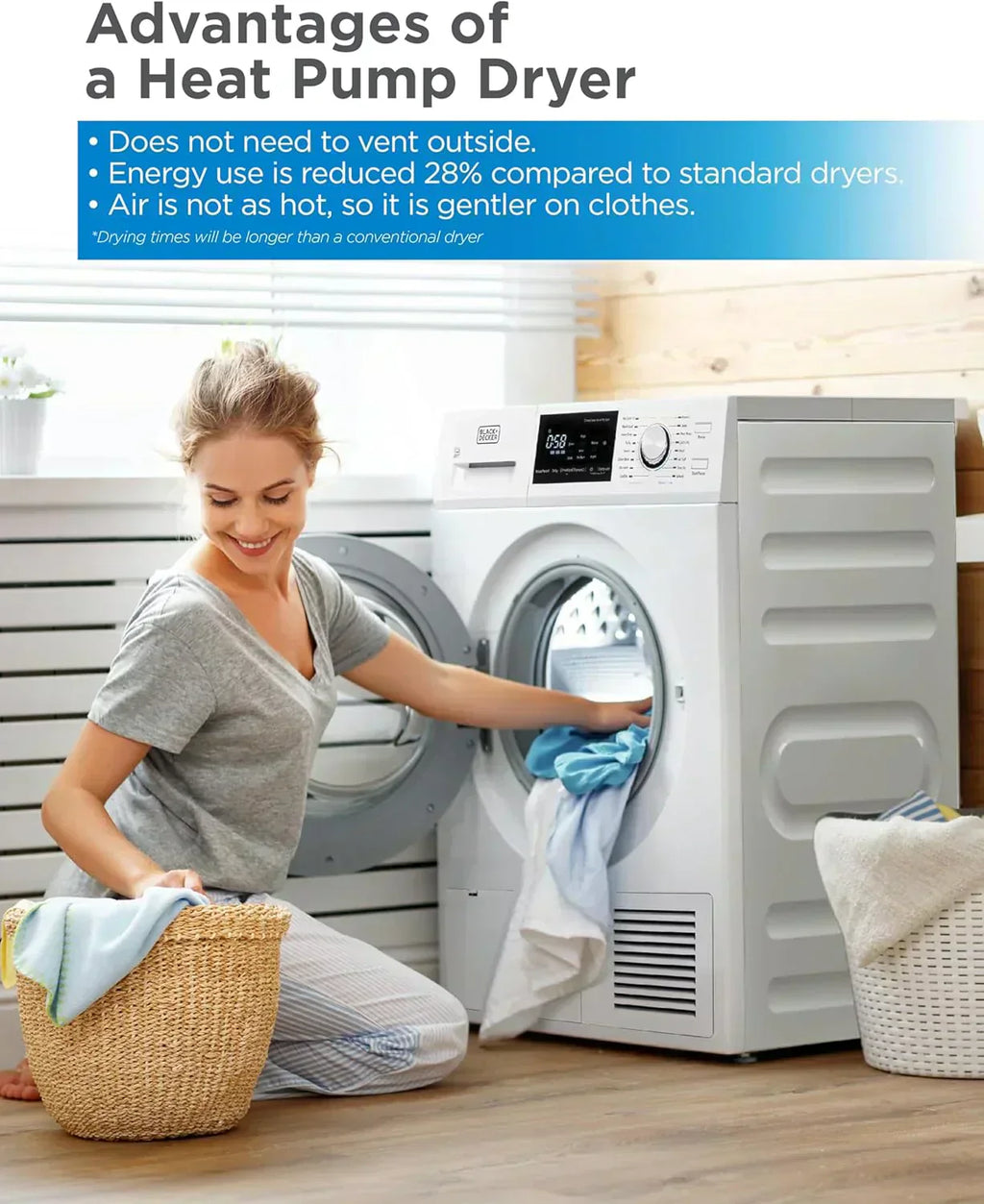 Compact Clothes Dryer 1.5 Cu. Ft. 850W Electric Dryer 120V Vented Dryer Stainless Steel Drum
