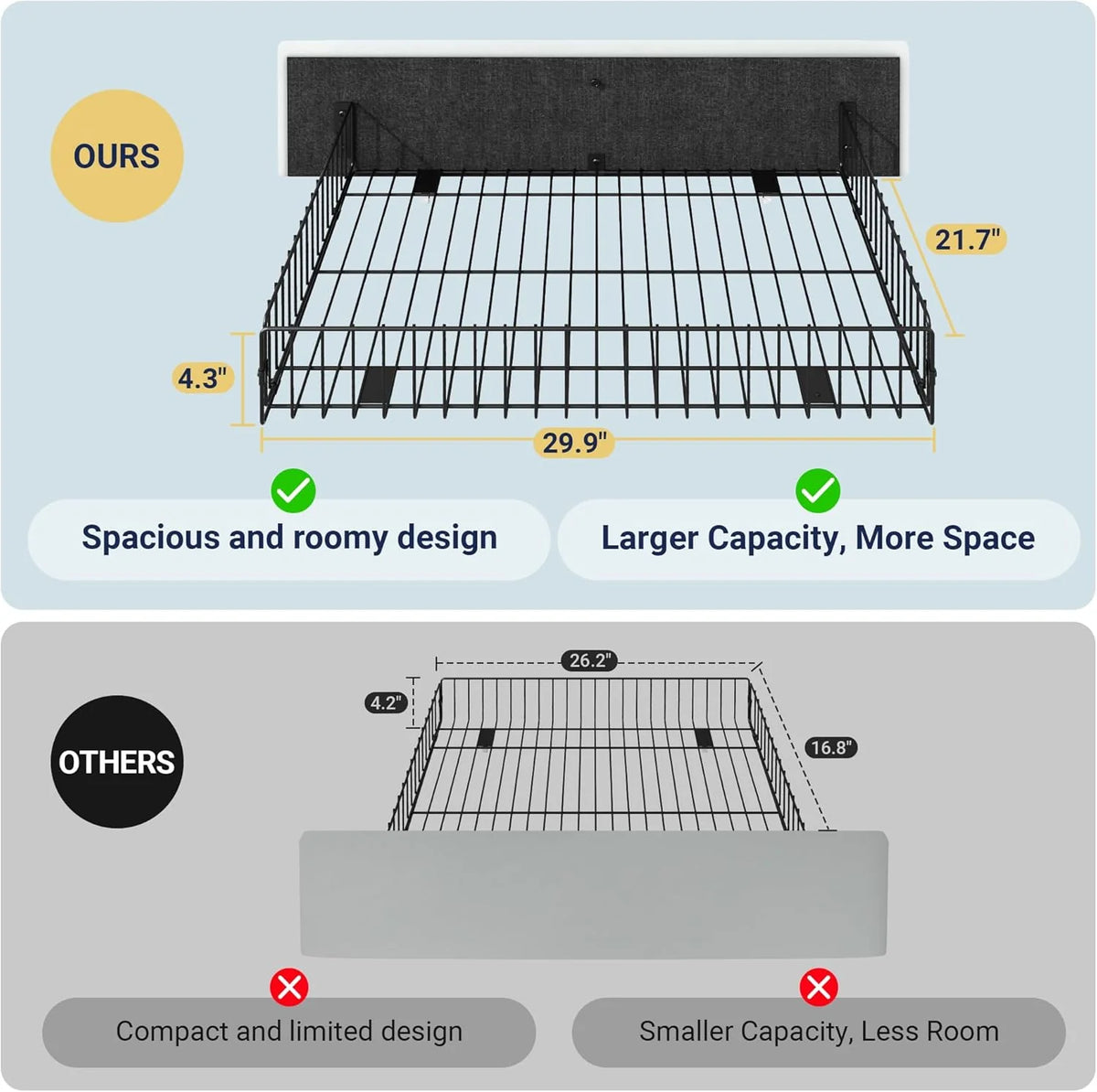 Allewie Upholstered Queen Size Platform Bed Frame with 4 Storage Drawers and Headboard