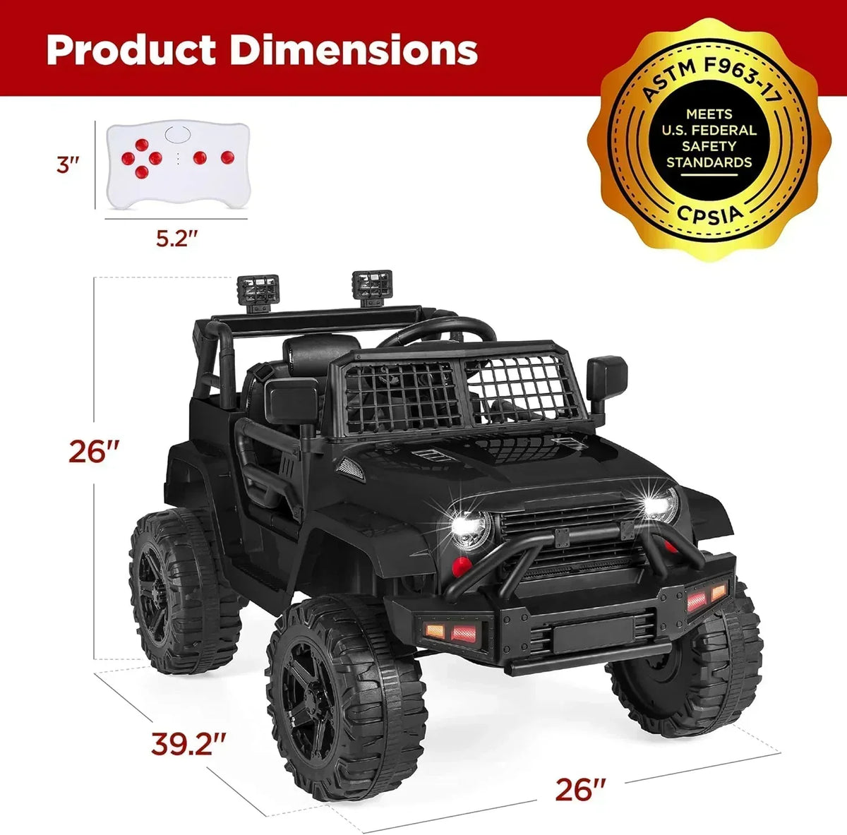 Best Choice Products 12V Kids Ride-On Truck Car with Spring Suspension and LED Lights