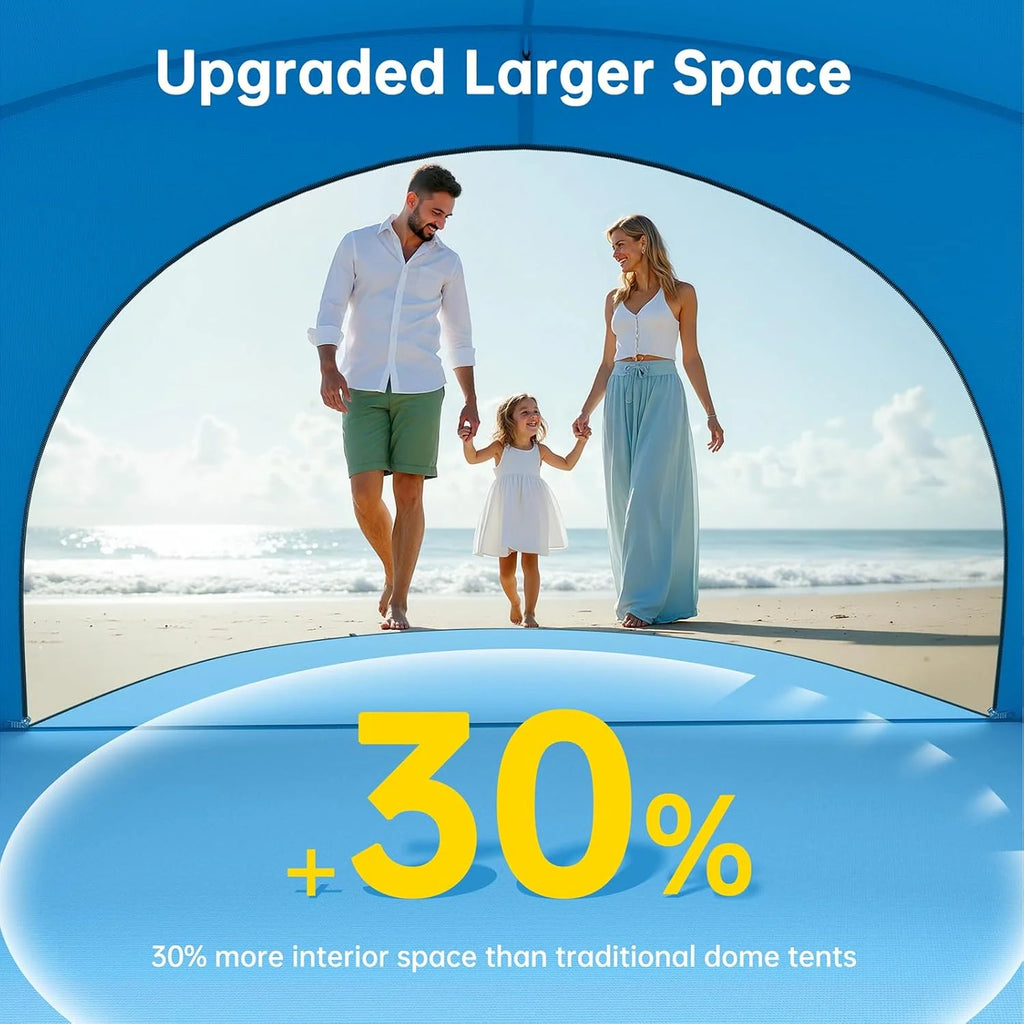Beach Tent Sun Shelter, Beach Shade Tent with UPF50+ UV Protection, Beach Sun Shelter, Beach Shade with 2 Zippered Doors, Portable Beach Tent for Beach Camping Fishing