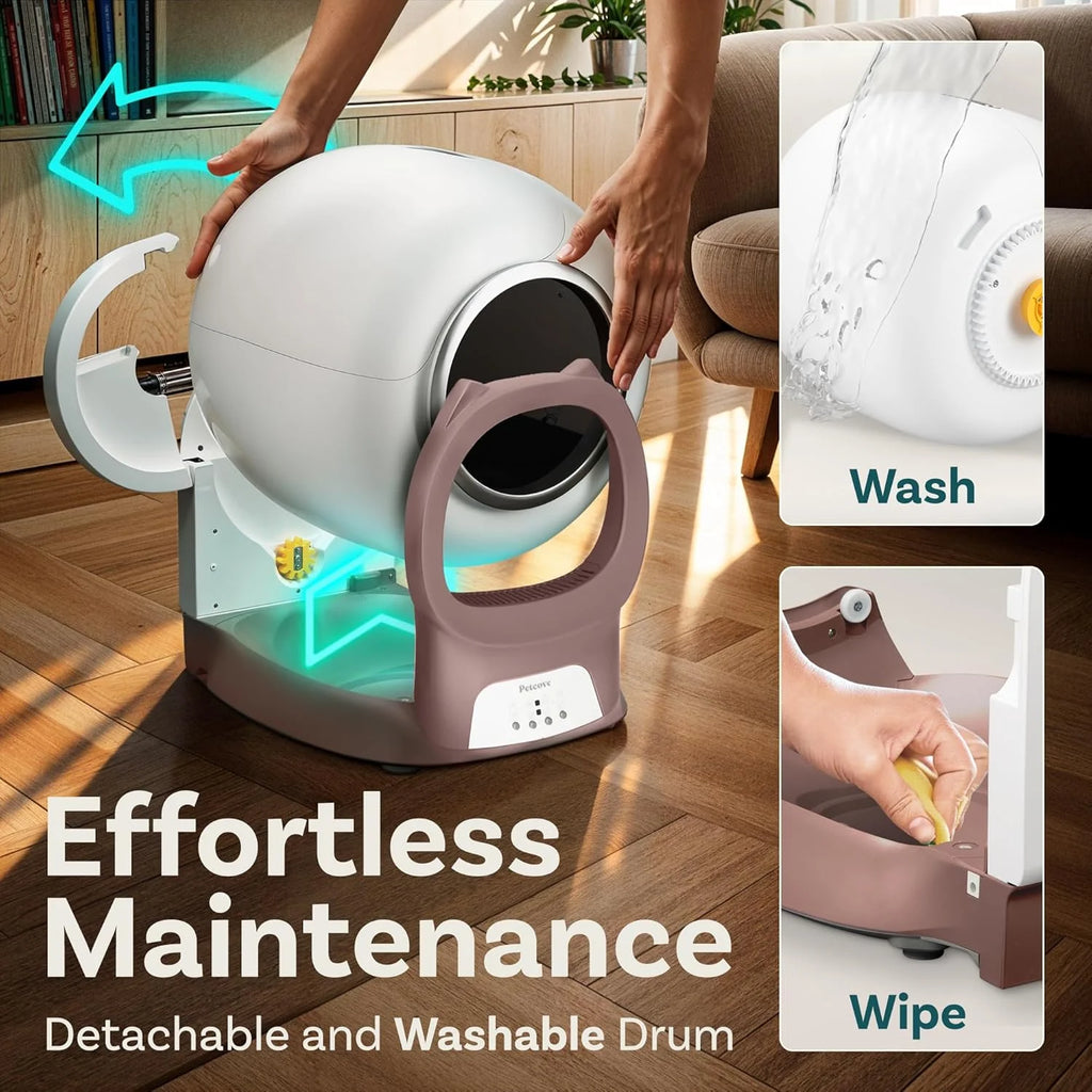 Self Cleaning Litter Box with Auto Safety Sensors for Multiple Cats - Automatic Cat Litter Box Self-Cleaning - Covered Odor Removal with APP Control - Compatible On All WiFi
