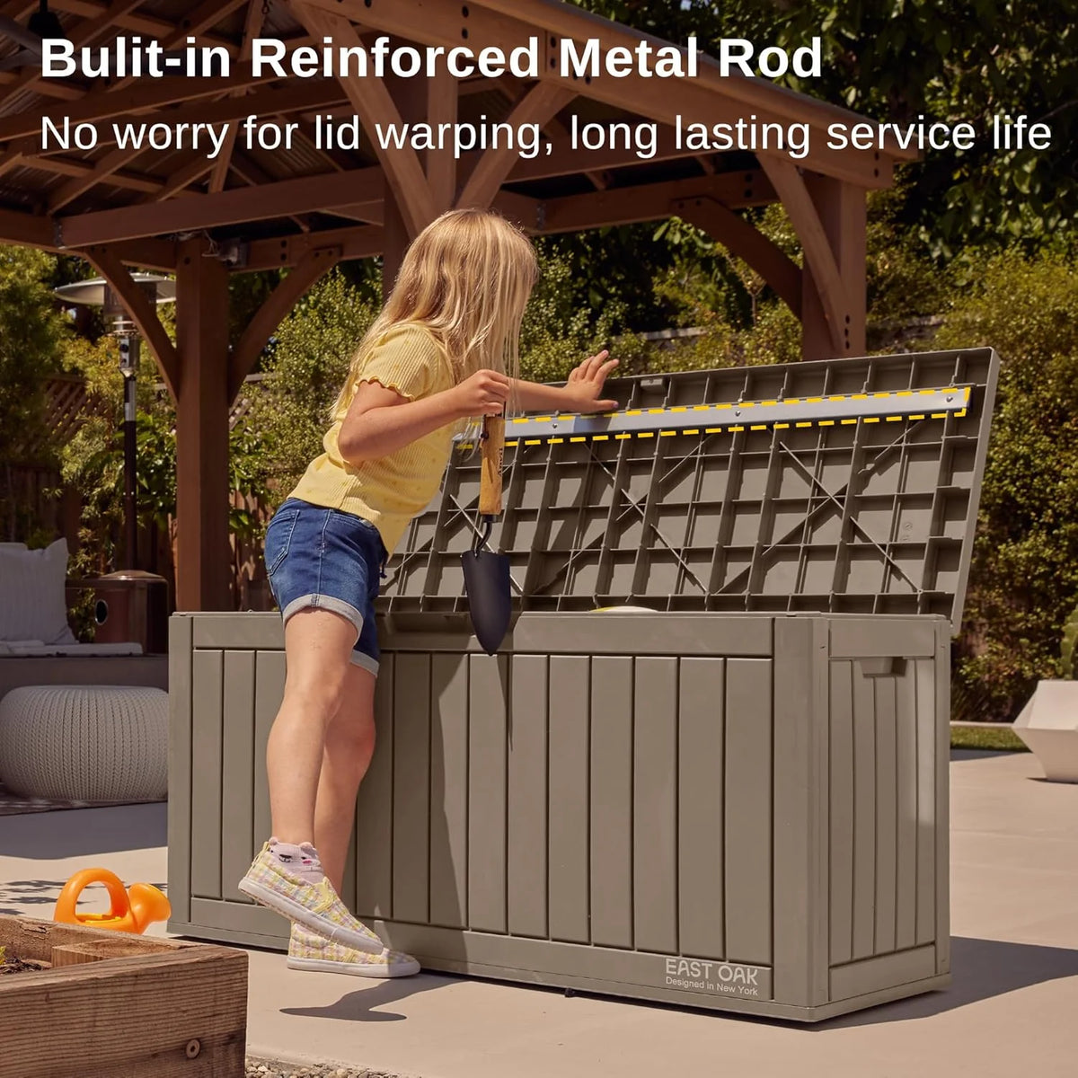 EAST OAK Outdoor Storage Box, 60 Gallon Deck Box Indoor and Outdoor Use, Waterproof Resin Storage Bin