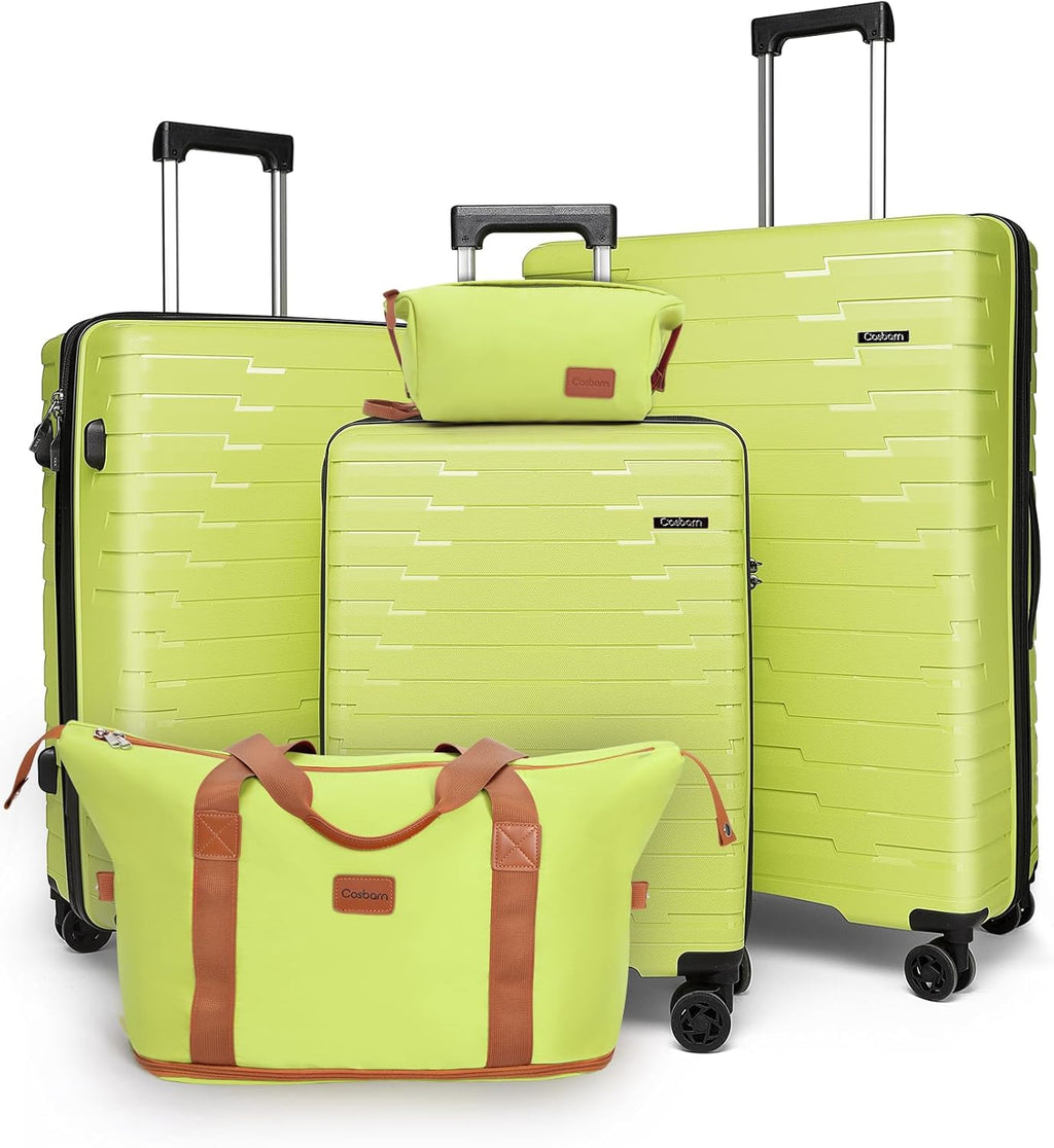 5-piece luggage set with wheels, ABS hardshell suitcase with spinner wheels