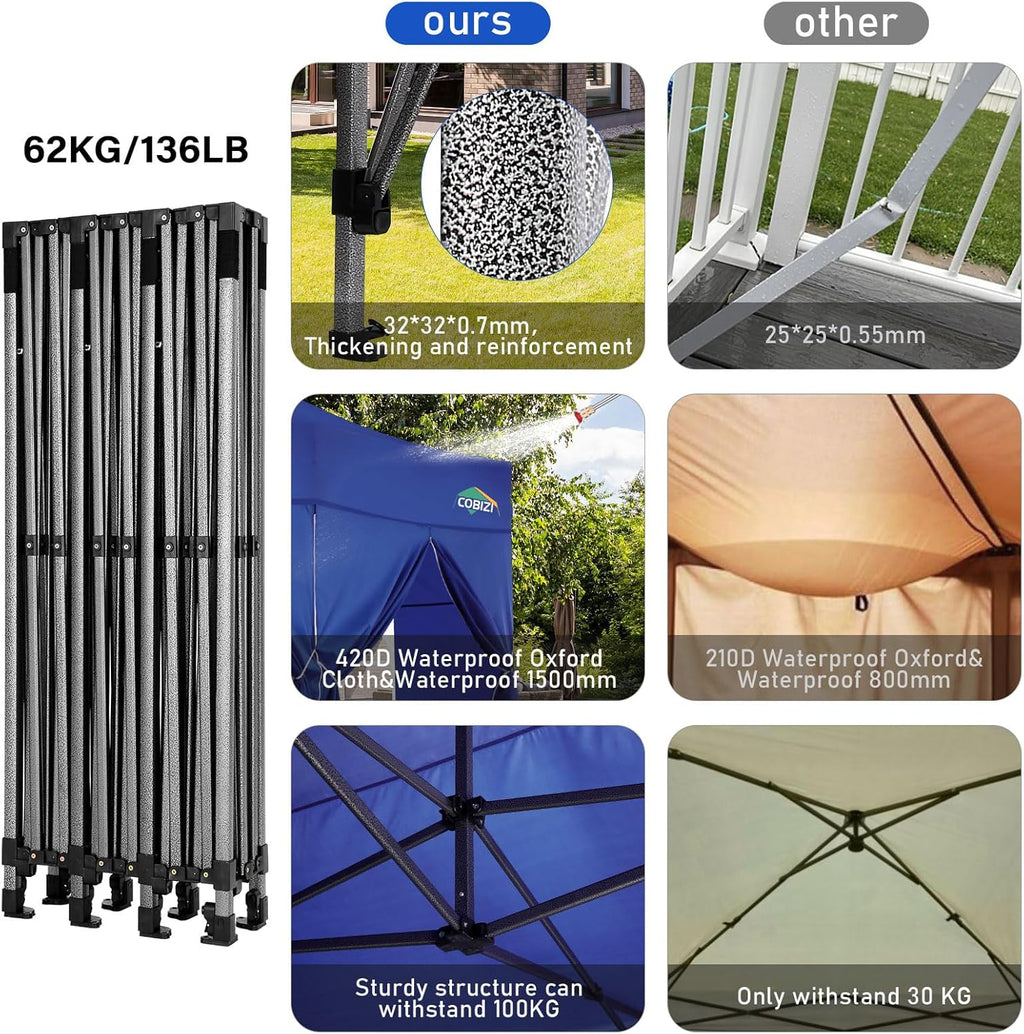 COBIZI 10x20 Heavy Duty Pop up Canopy Tent 6 sidewalls Commercial Canopy Wedding Party Tents