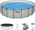 Steel Pro MAX 14 Foot x 48 Inch Round Metal Frame Above Ground Outdoor Swimming Pool Set