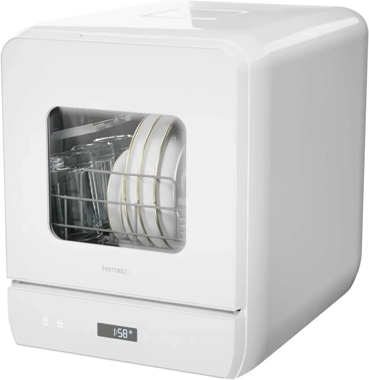 Hermitlux tabletop dishwasher 7 wash programs portable mini dishwasher