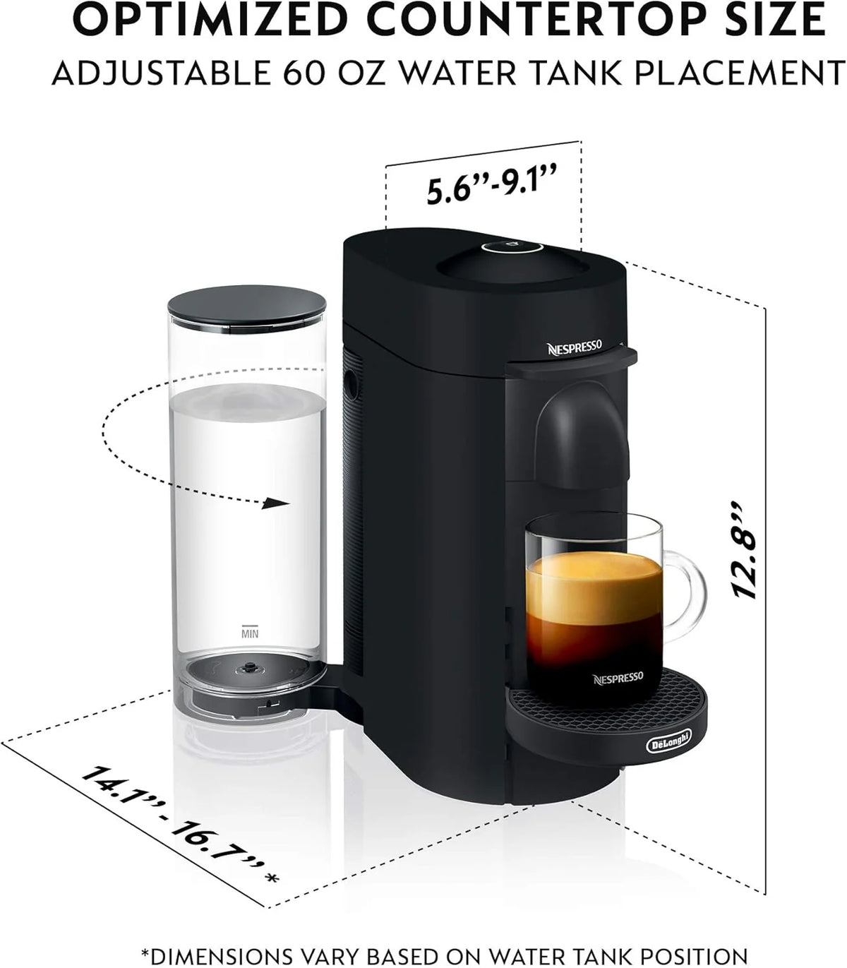 Nespresso Vertuo Plus Coffee and Espresso Maker by De'Longhi, Grey