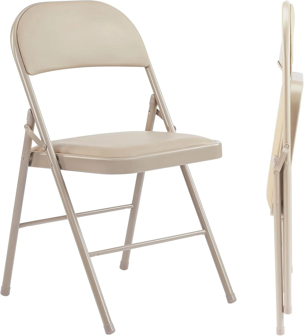 Sweetcrispy Folding Chair 12 Pack, Leather Padded Folding Chairs, Sturdy Metal Foldable Chairs