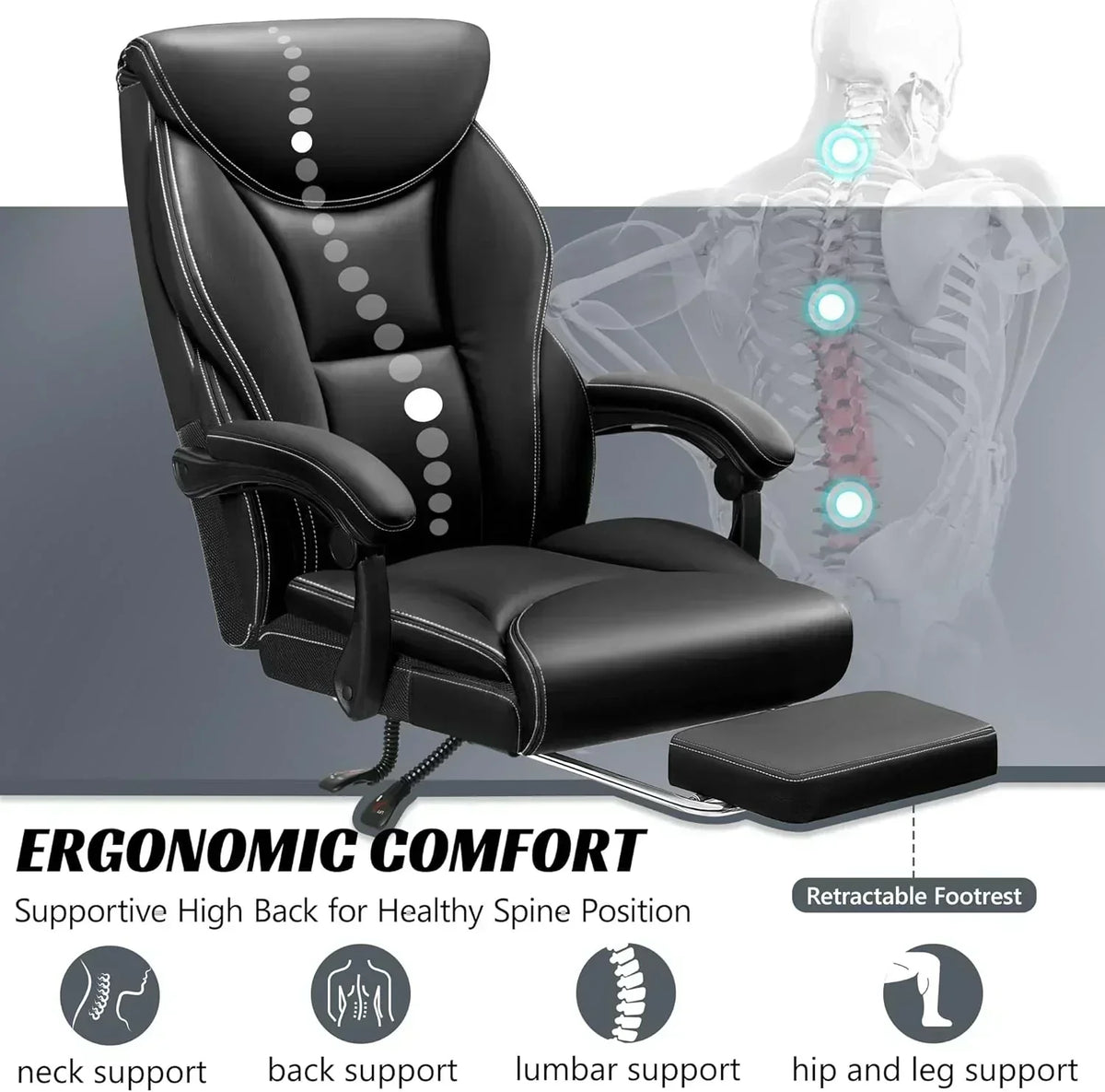 Office Chair Large High-Foot Computer Desk Chair Chair Lumbar Support Rotating Computer Chair