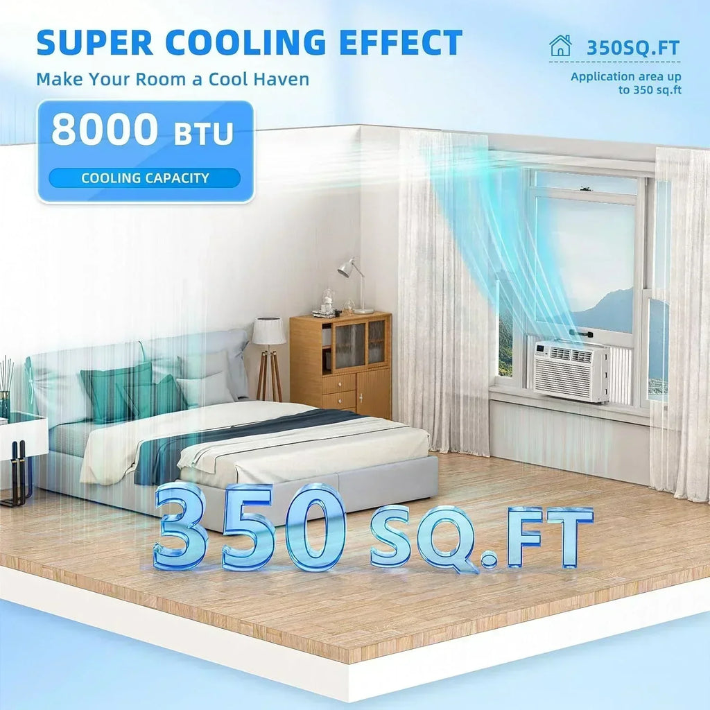 Antarctic Star 12,000 BTU U-Shaped Window Air Conditioner Unit Cools up to 550 Sq.Ft. with 6 Modes