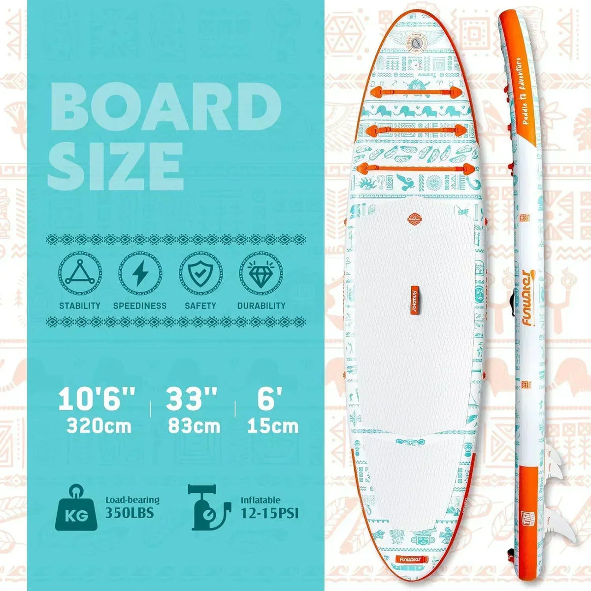 FunWater Inflatable Stand Up Paddle Board Premium SUP Paddle Accessories EVA Deck