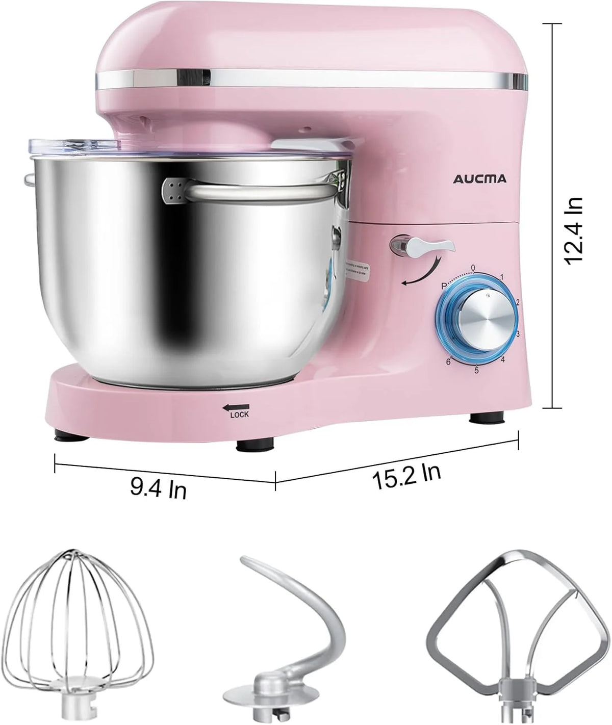 Aucma Stand Mixer,6.5-QT 660W 6-Speed Tilt-Head Food Mixer, Kitchen Electric Mixer with Dough Hook