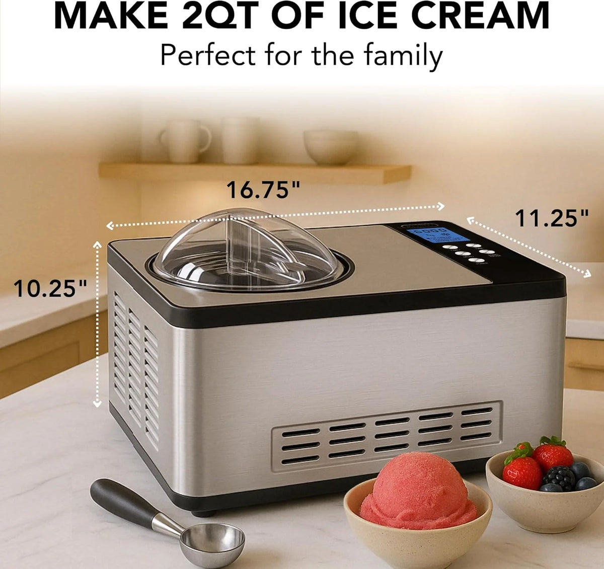 Whynter ICR-300SS 0.5-Quart Stainless Steel Rolled Ice Cream Maker With Compressor