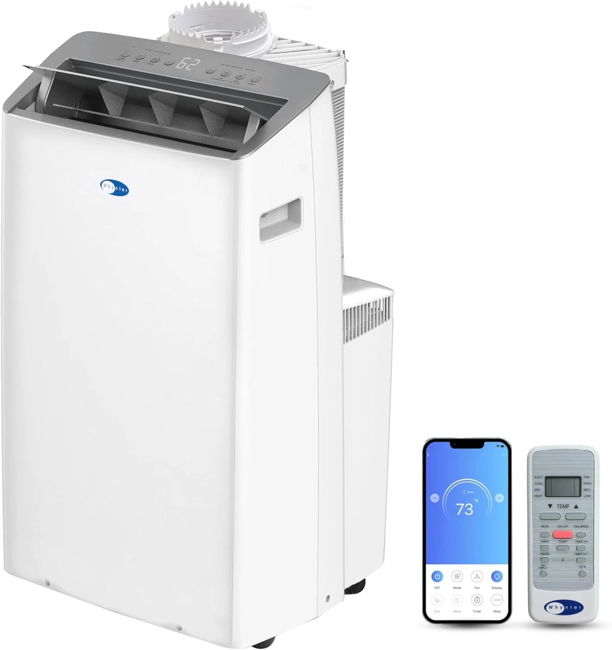 Whynter ARC-1230WN 14,000 BTU (12,000 BTU SACC) NEX Inverter Dual Hose Cooling Portable Air Conditioner, Dehumidifier, and Fan with Smart Wi-Fi, Up to 600 sq ft in White