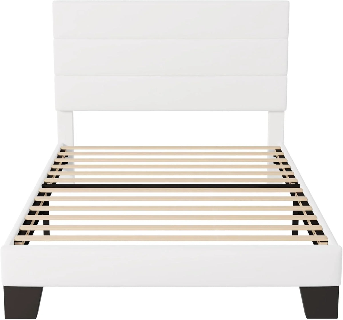 Allewie Queen Size Platform Bed Frame Fabric Upholstered Headboard Wooden Slats Support