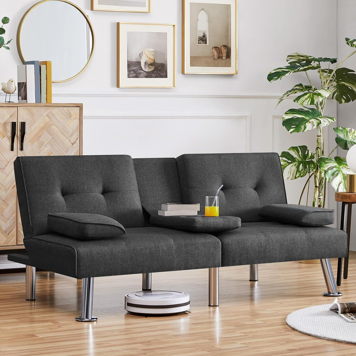 Convertible Sofa Bed Modern Imitation Leather Home Recliner Flip Double Sofa Folding Sofa Bed Guest Bed