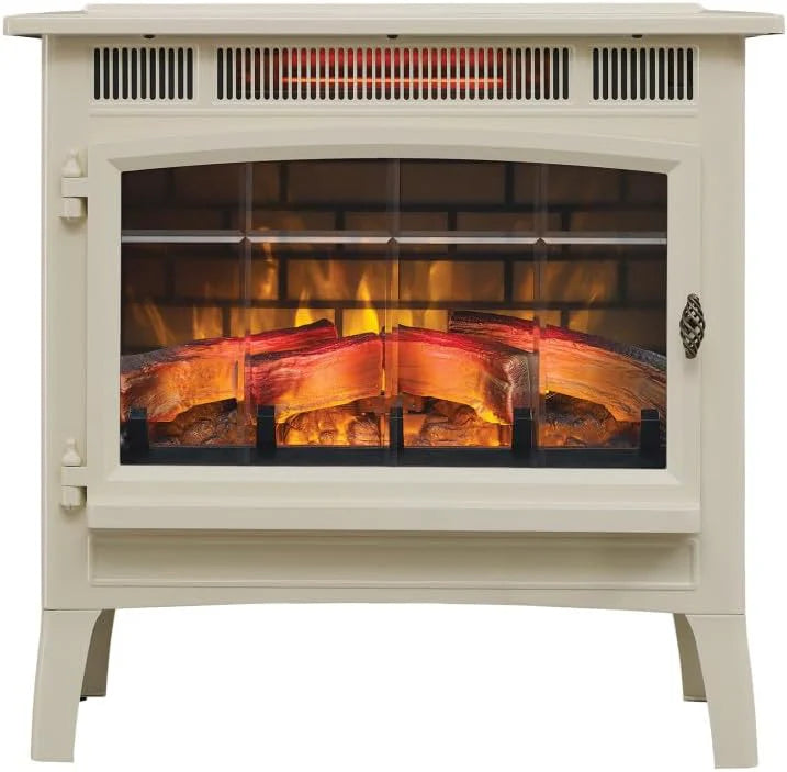 Freestanding Electric Fireplace Stove Heater with 3D Flame Effect for 1,000 Sq. Ft