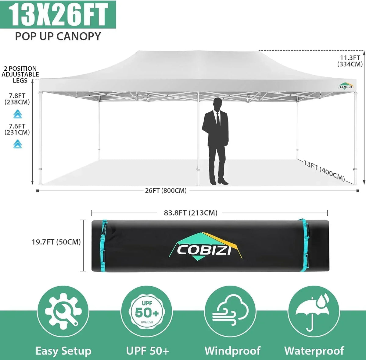 COBIZI 10x20 Heavy Duty Pop up Canopy Tent 6 sidewalls Commercial Canopy Wedding Party Tents
