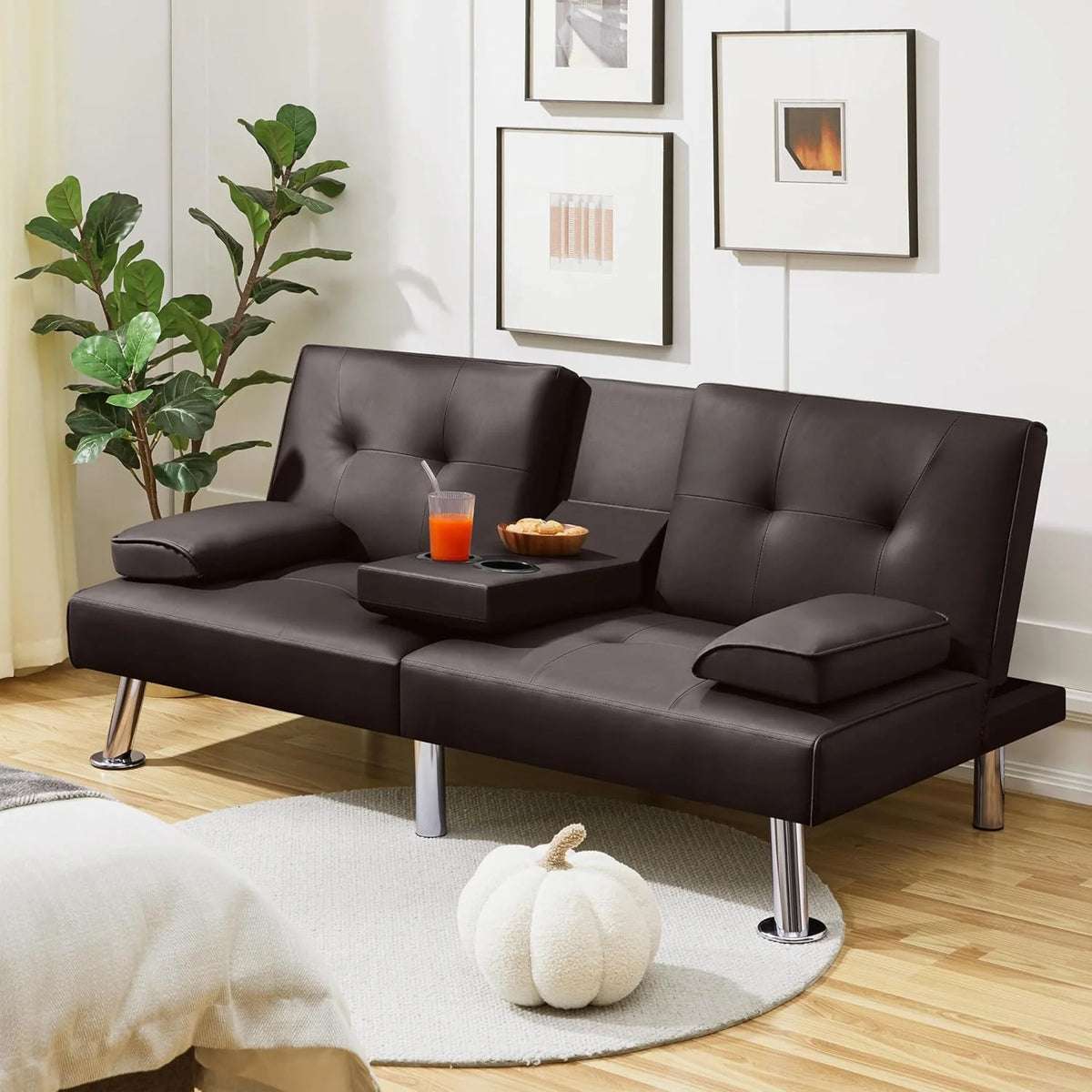 Convertible Sofa Bed Modern Imitation Leather Home Recliner Flip Double Sofa Folding Sofa Bed Guest Bed
