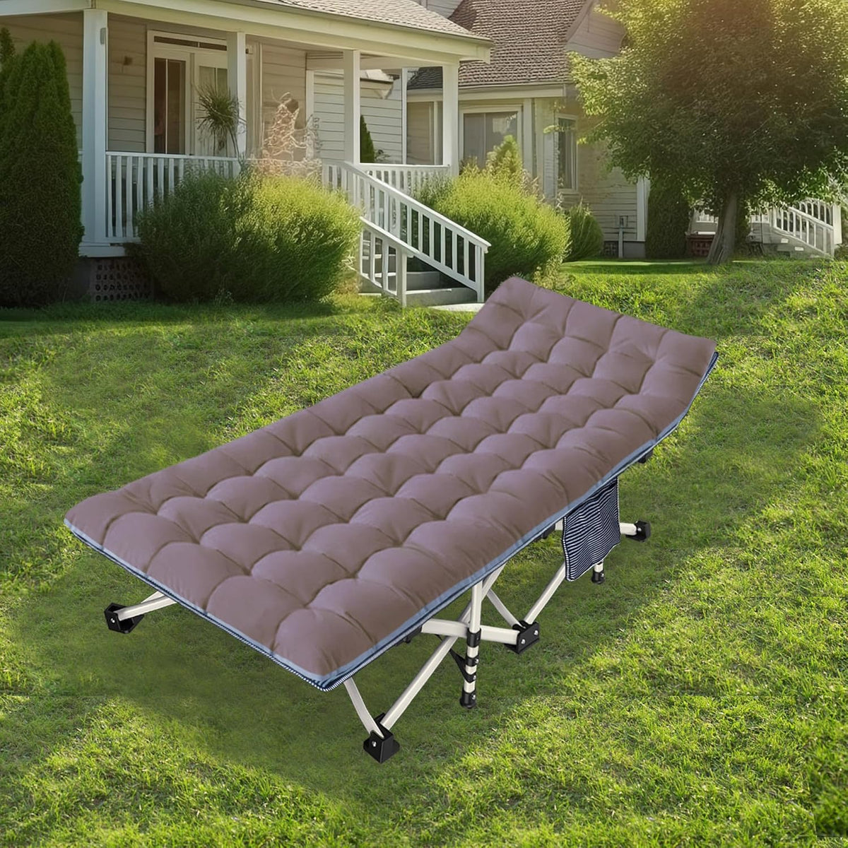 2 Pack Camping Cot with Mattress Comfortable Cot Bed Folding Cot Heavy Duty Cots for Sleeping with Carry Bag for Adults Kids Guest Bed Outdoor Indoor Home