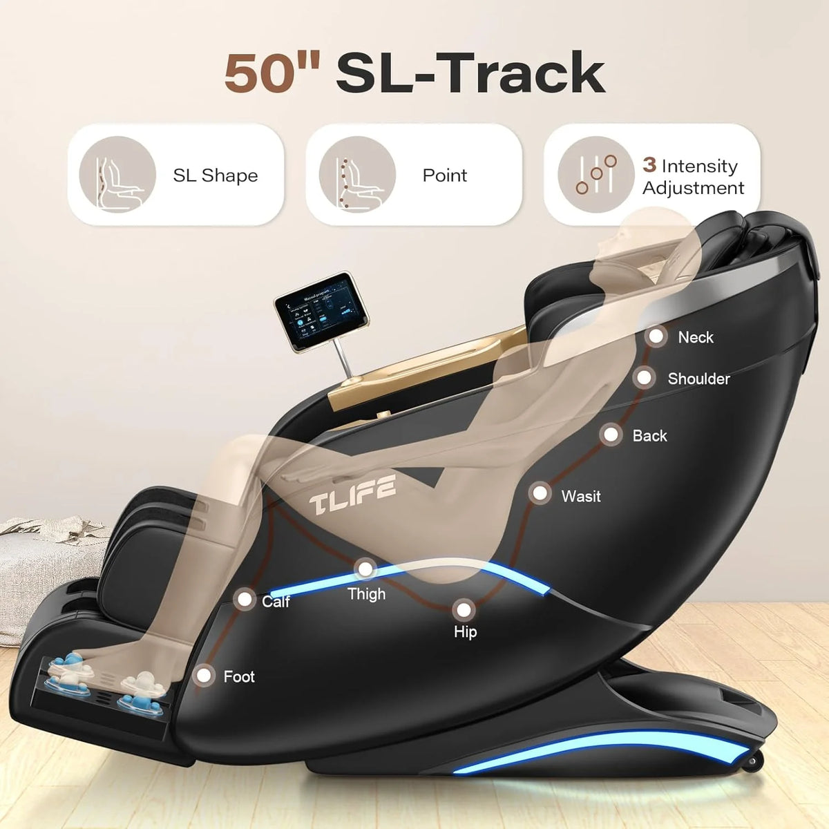 Full Body Massage Chair, 160° Zero Gravity Recliner with Body Scan, 50 SL Track Shiatsu Massage Chair, Spot Massage, Foot Roller