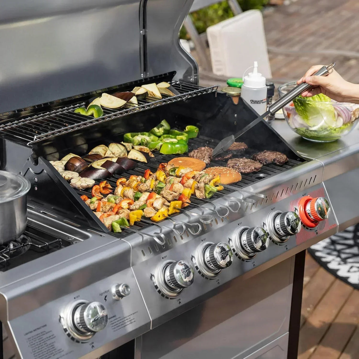 Royal Gourmet GA5401T 5-Burner Propane Gas Grill Sear Burner Side Burner Stainless Steel BBQ Grill