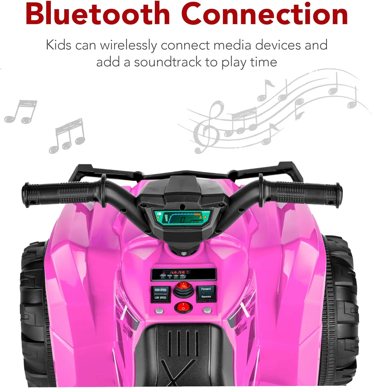 Best Choice Products 12V Kids Ride-On Electric ATV, 4-Wheeler Quad Car Toy w/Bluetooth Audio, 2.4mph Max Speed, Treaded Tires, LED Headlights, Radio