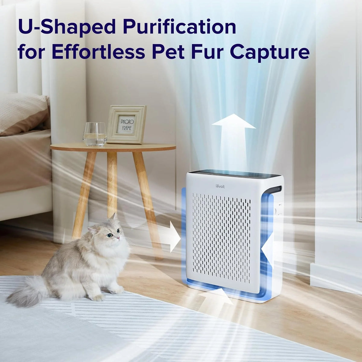 Large-room air purifier for home use with air quality monitor, washable pre-filter, and pet-friendly