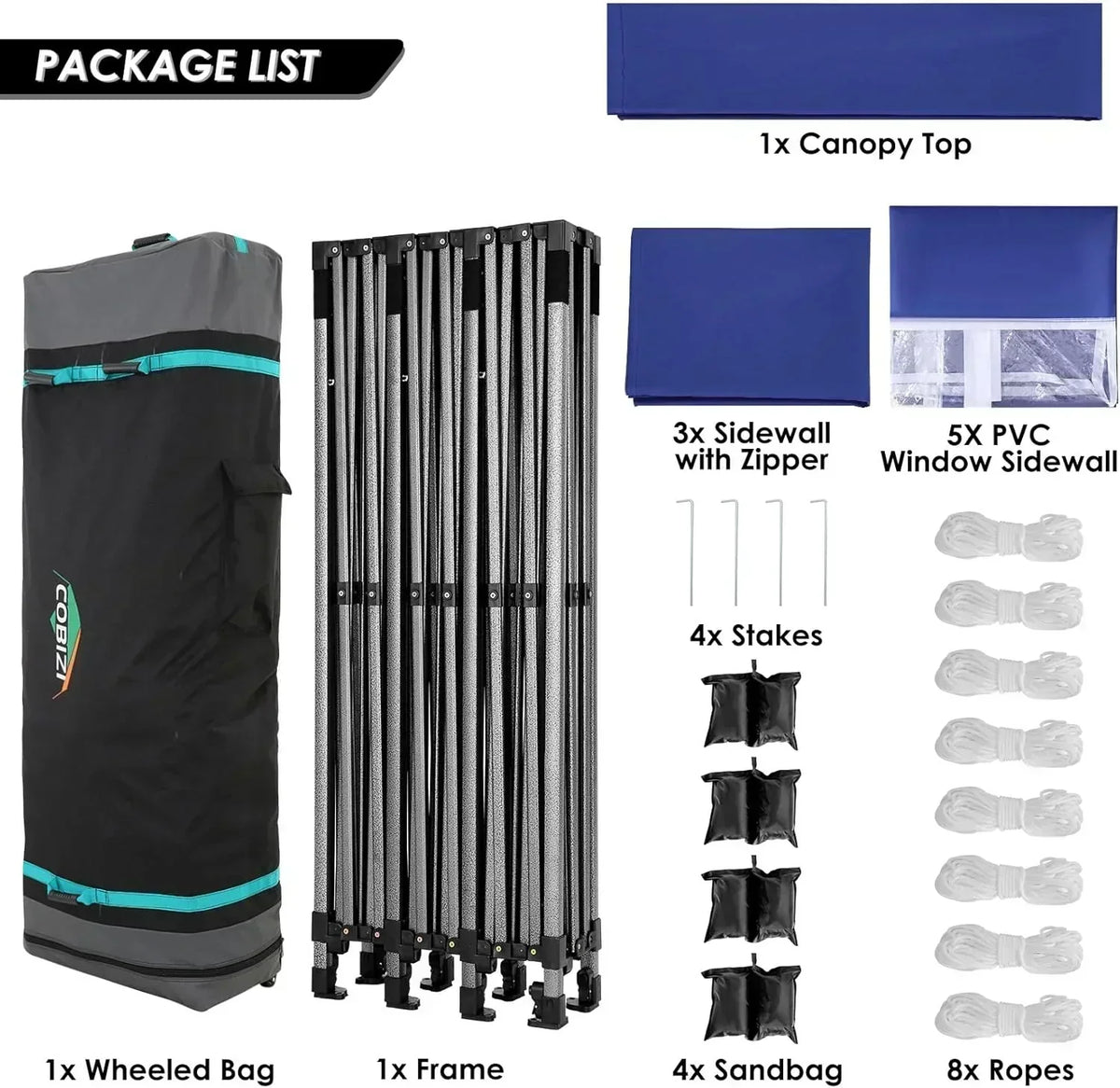 COBIZI 10x20 Heavy Duty Pop up Canopy Tent 6 sidewalls Commercial Canopy Wedding Party Tents