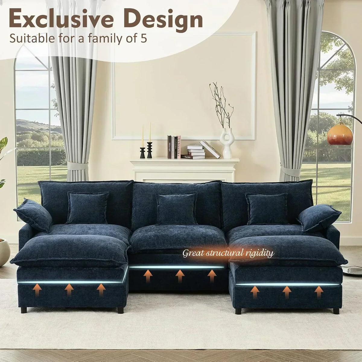 108 U-shaped sofa modular sofa three-seater comfortable cloud sofa