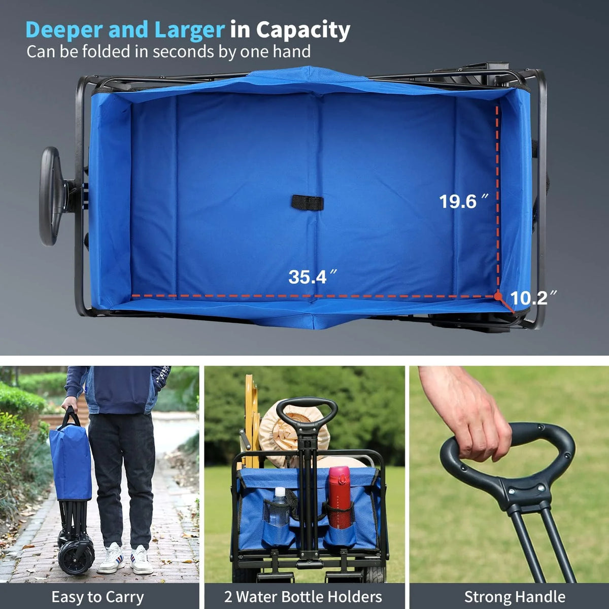 Heavy Duty 350 lb Capacity Foldable Caravan, Outdoor Folding Camping Caravan, Portable Grocery Cart, Adjustable Rolling Cart
