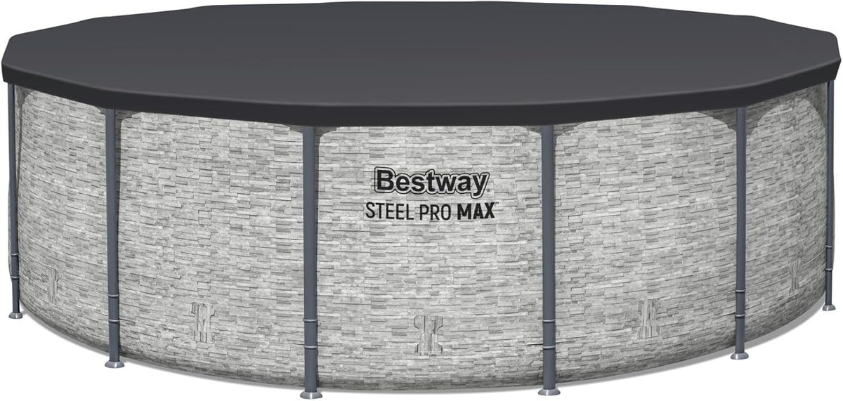 Steel Pro MAX 14 Foot x 48 Inch Round Metal Frame Above Ground Outdoor Swimming Pool Set
