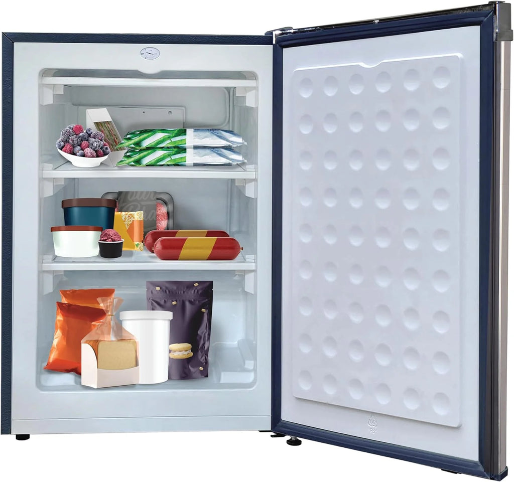 Frigidaire Upright Freezer, 6.5 cu. ft., Deep Freeze, Vinyl Coated Metal with Wire Shelving, Compact for Kitchen, RV, Dorm, Cabin, and Trailer, Platinum Design Series, Silver - 21D x 23W x 56H