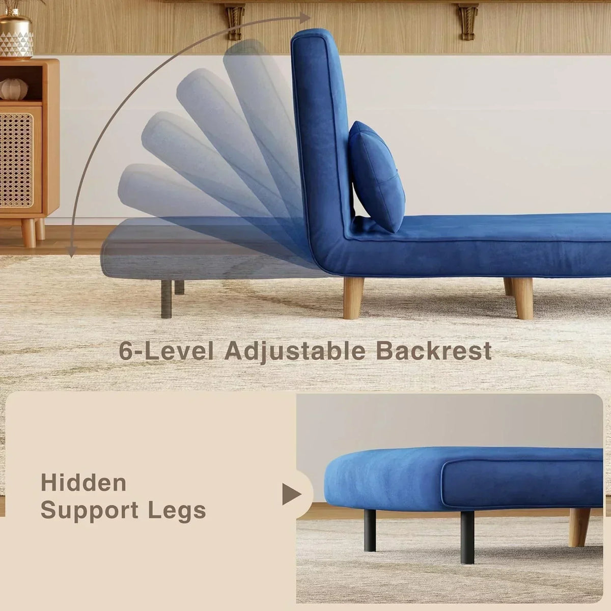 3-in-1 sleeper chair bed convertible chair bed futon sofa with adjustable backrest