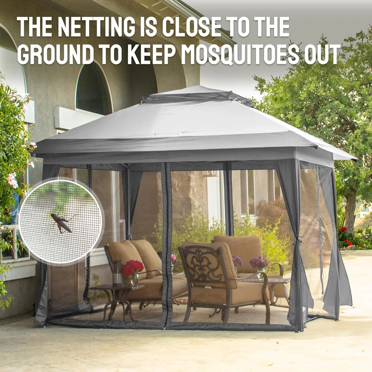CROWN SHADES 13x13 Pop Up Gazebo, Canopy Tent, Gazebos on Clearance - Outdoor Gazebo for Backyard & Patio Furniture - Carpa Pop Up Tent with Wheeled STO-N-Go Cover Bag (White)