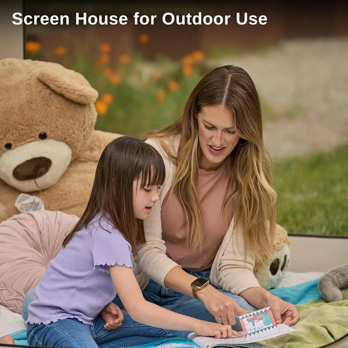 EAST OAK Screen House Tent Pop-Up, Portable Screen Room Canopy Instant Screen Tent 10 x 10 FT with Carry Bag for Patio, Backyard, Deck & Outdoor Activities, Beige