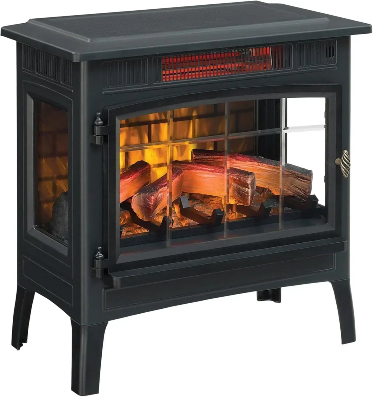 Freestanding Electric Fireplace Stove Heater with 3D Flame Effect for 1000 Sq. Ft