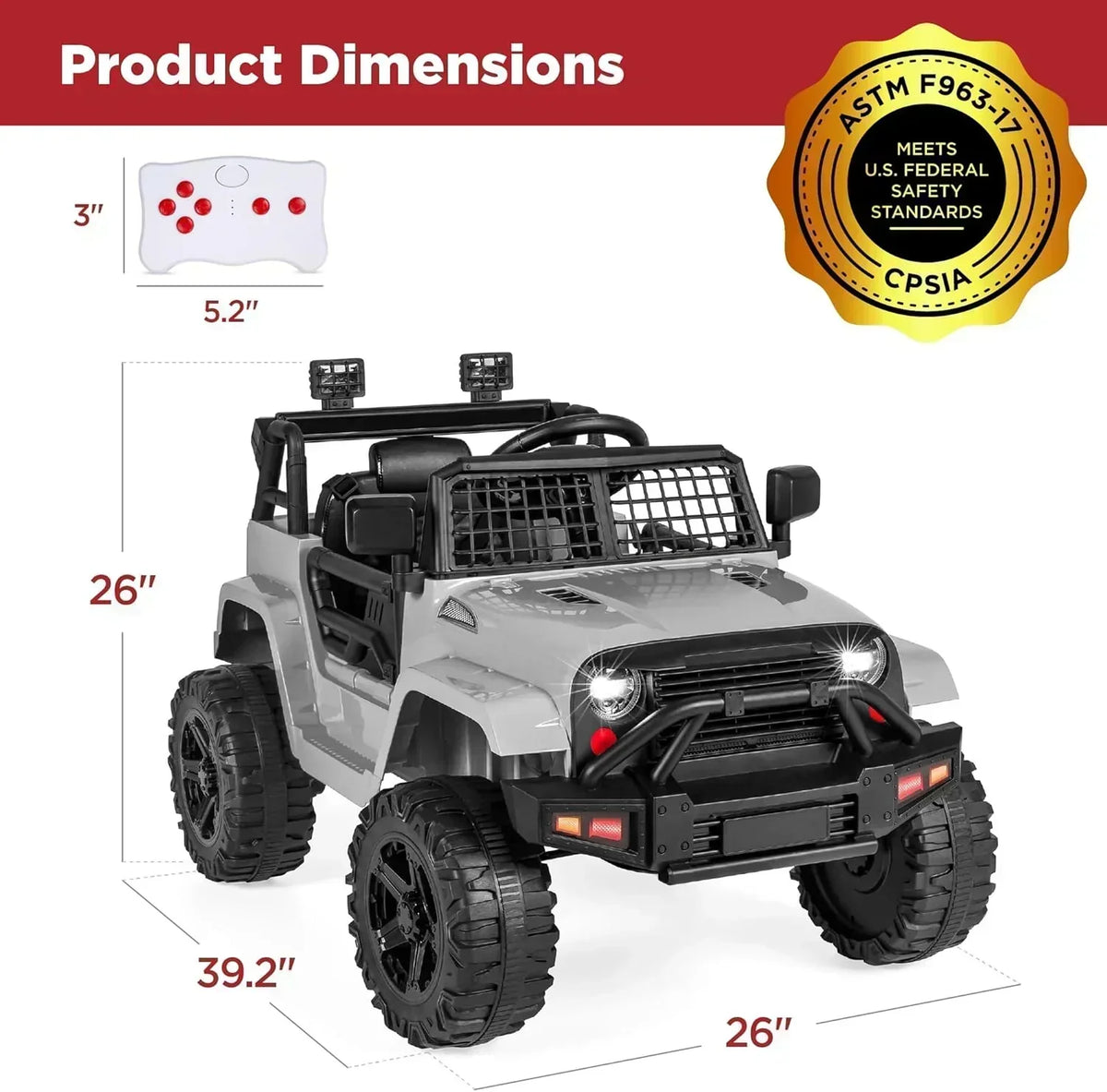 Best Choice Products 12V Kids Ride-On Truck Car with Spring Suspension and LED Lights