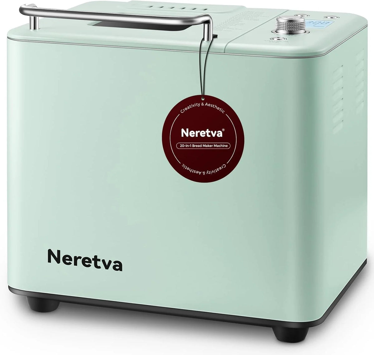 Neretva Bread Maker, 20-in-1 2LB Bread Maker Dual Heater Bread Maker Automatic with Non-Stick Ceramic Pan