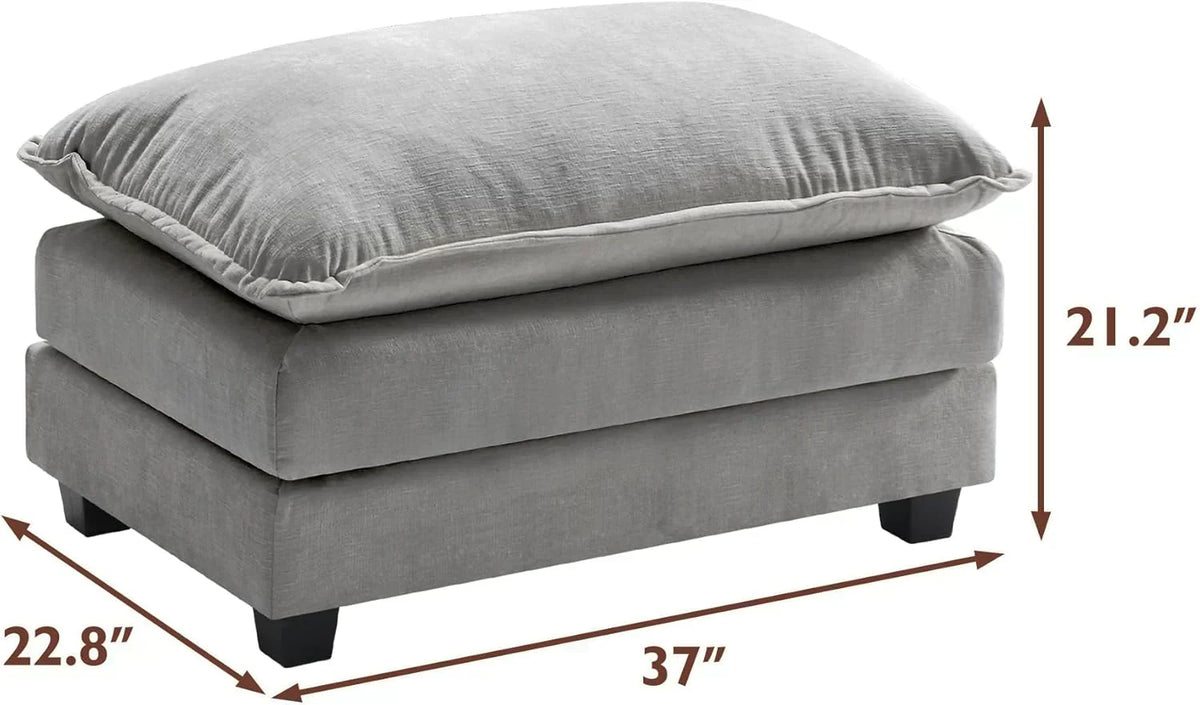 111.4 Inch L Shaped Modern Sofa Modular Cloud Sofa with Ottoman 4 Seater Chenille Deep Seat Sofa