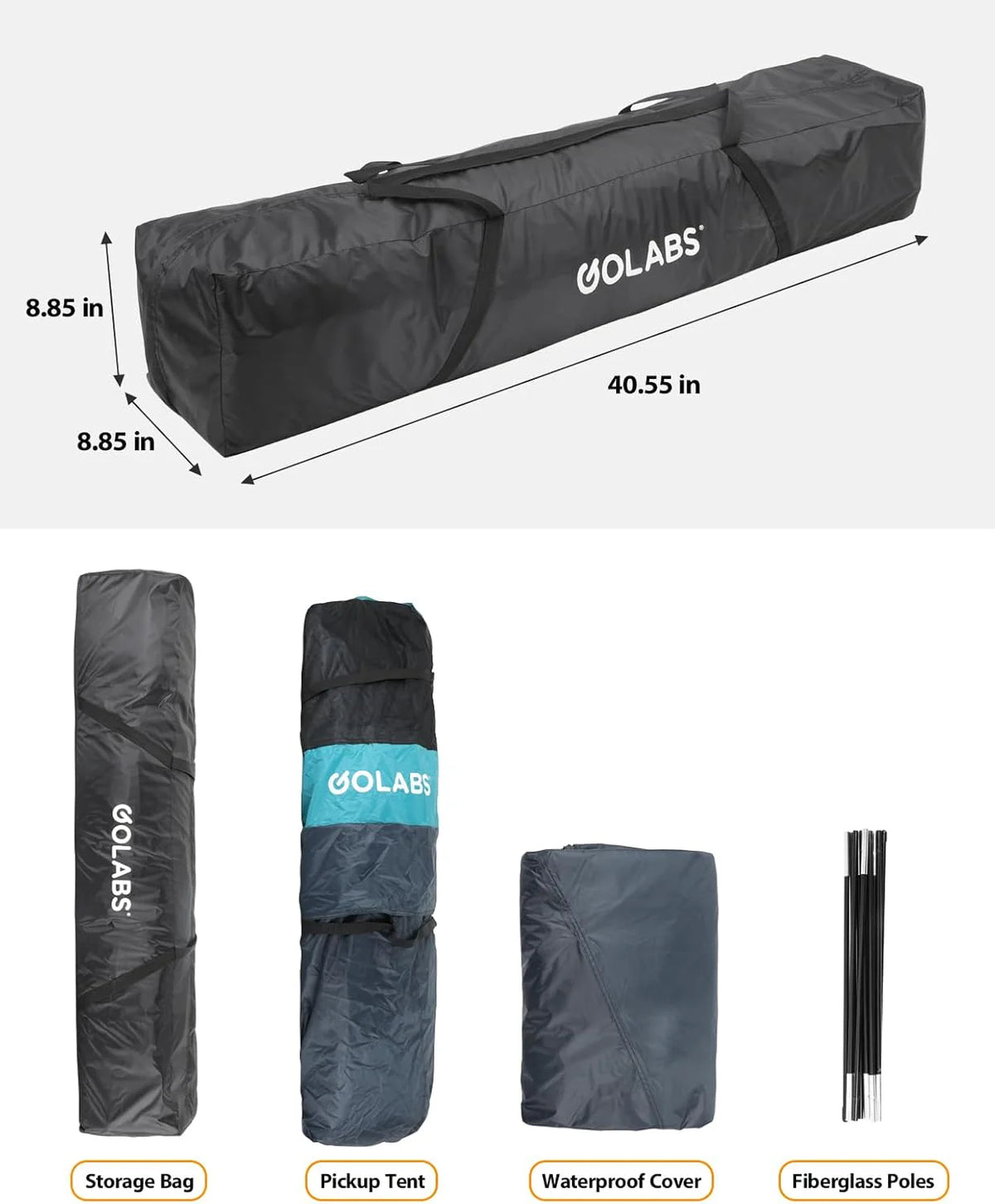 Golabs Truck Bed Tent for 5.5-6.5 Ft Bed, 5-Minute Easy Setup by Pre-Assembled Design, Waterproof PU2000mm, 2-Person Portable with Extra Rainfly Cover for Camping & Outdoor, Includes Storage Bag