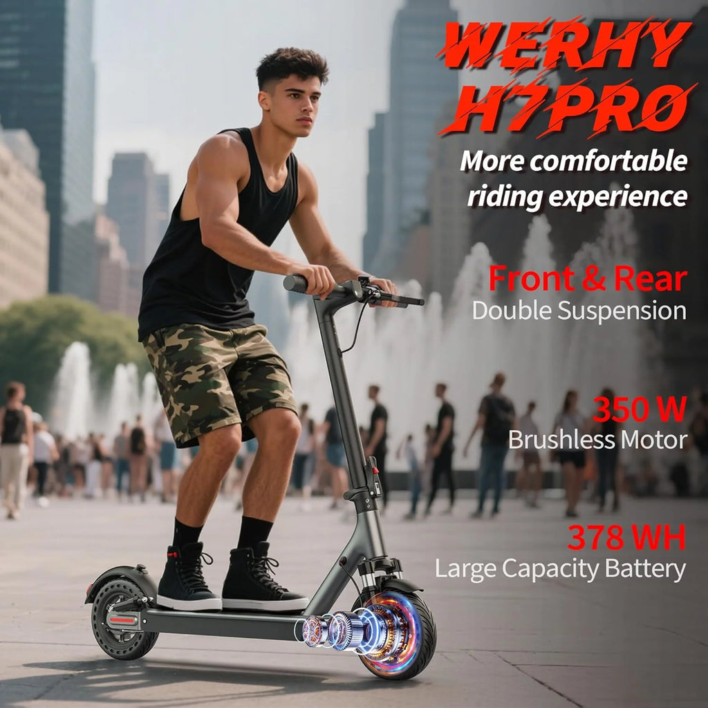 Electric Scooter, 350W/500W Motor, Top Speed 19/22 mph, Max 16/23/28Miles Ranges, Foldable E Scooter for Adults