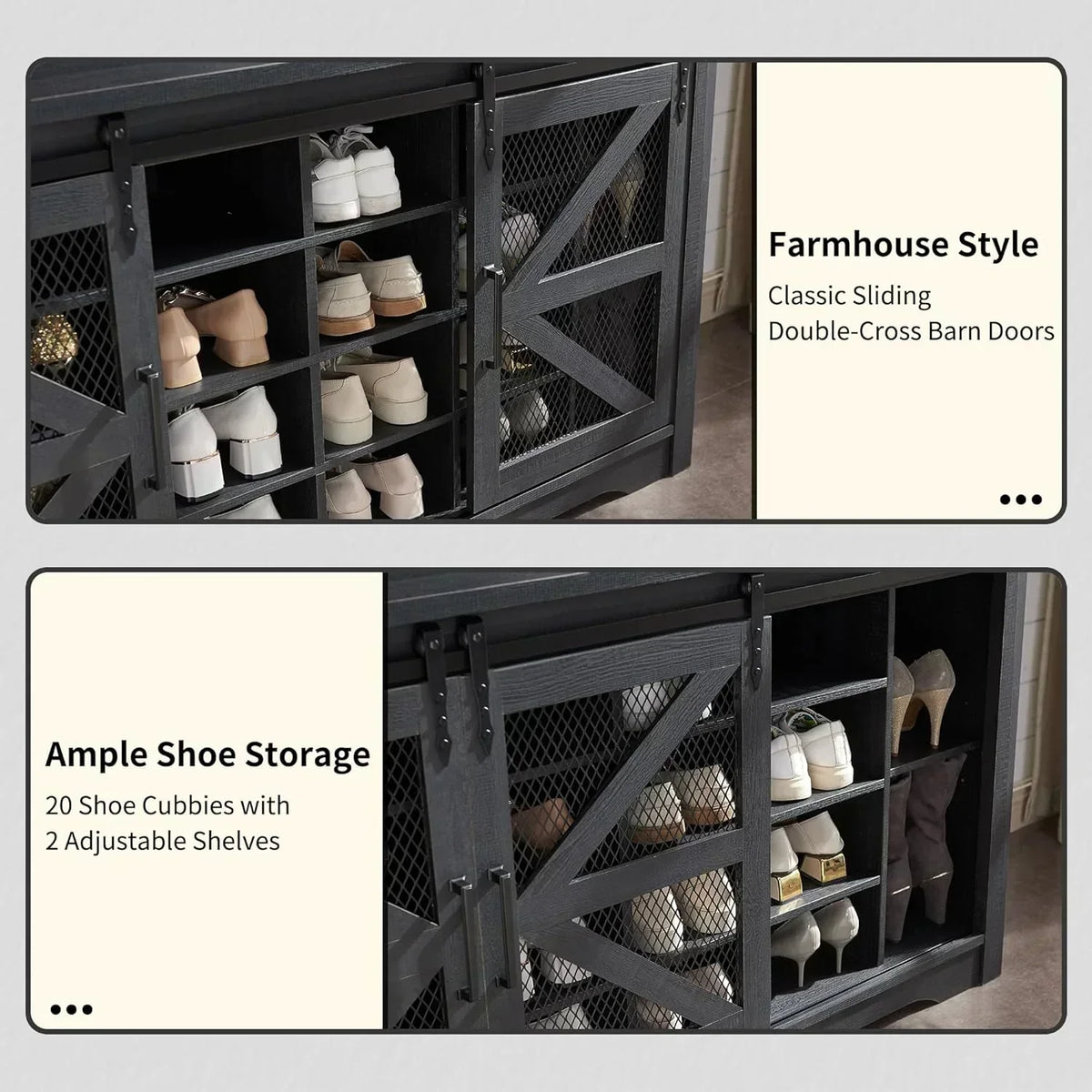 JXQTLINGMU 59-inch Farmhouse Foyer Tree Shoe Storage Entryway Bench Foyer Coat Rack Cabinet
