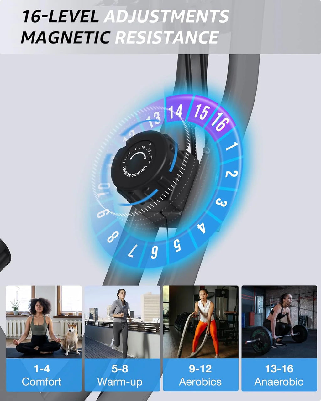 Foldable Exercise Bike Stationary Bikes for Home, 5 IN 1 Indoor Workout Bike, Cycling Bike with 16-Level Quiet Magnetic Resistance, 6.6 LBS Flywheel and 300LBS Capacity, 2025 Designed 817 X-bike