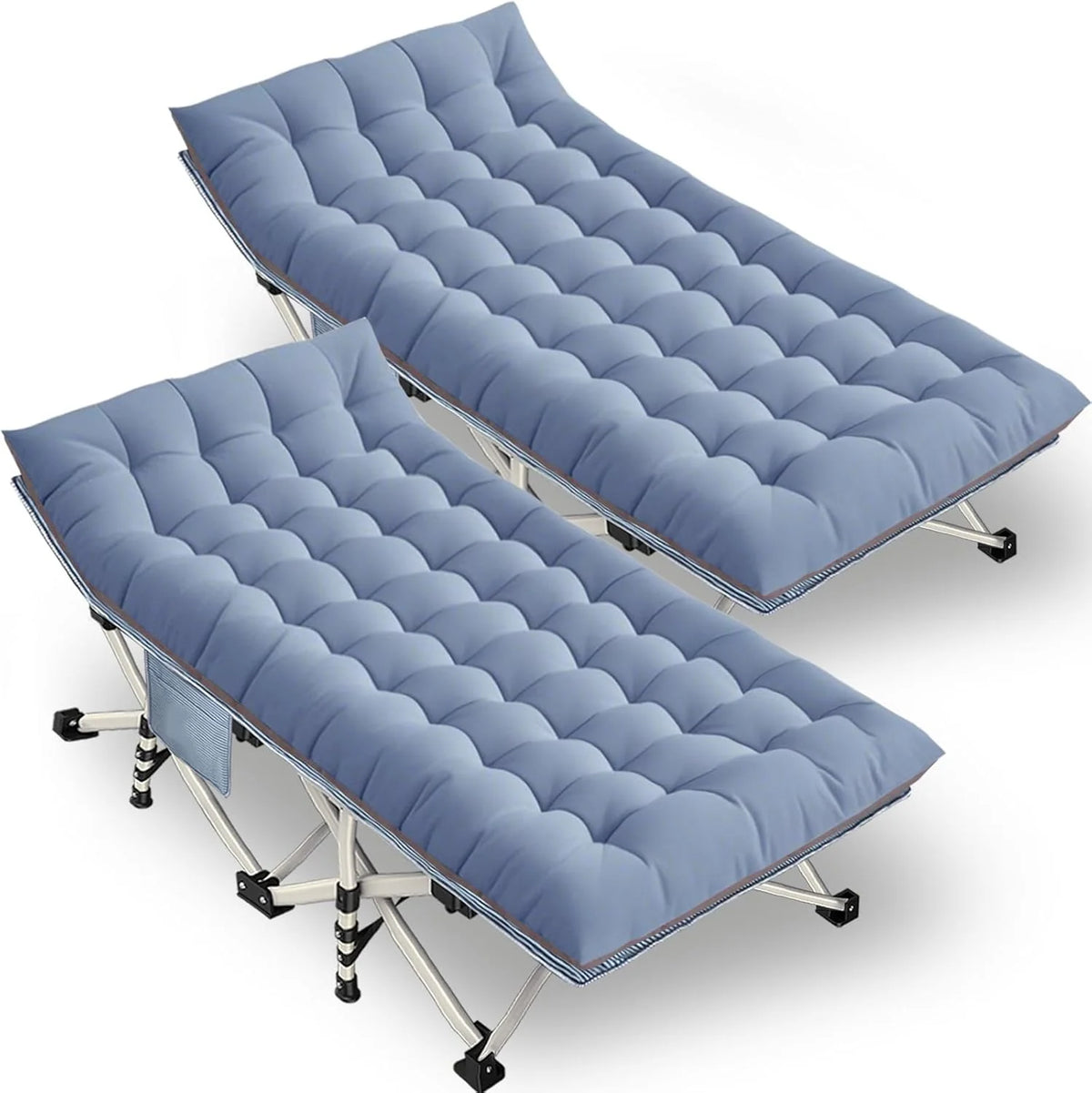 2 Pack Camping Cot with Mattress Comfortable Sleeping Cot Camping Cots for Adults 2 Person Folding Cot Heavy Duty Cots for Sleeping with Carry Bag Outdoor Indoor Home Vacation