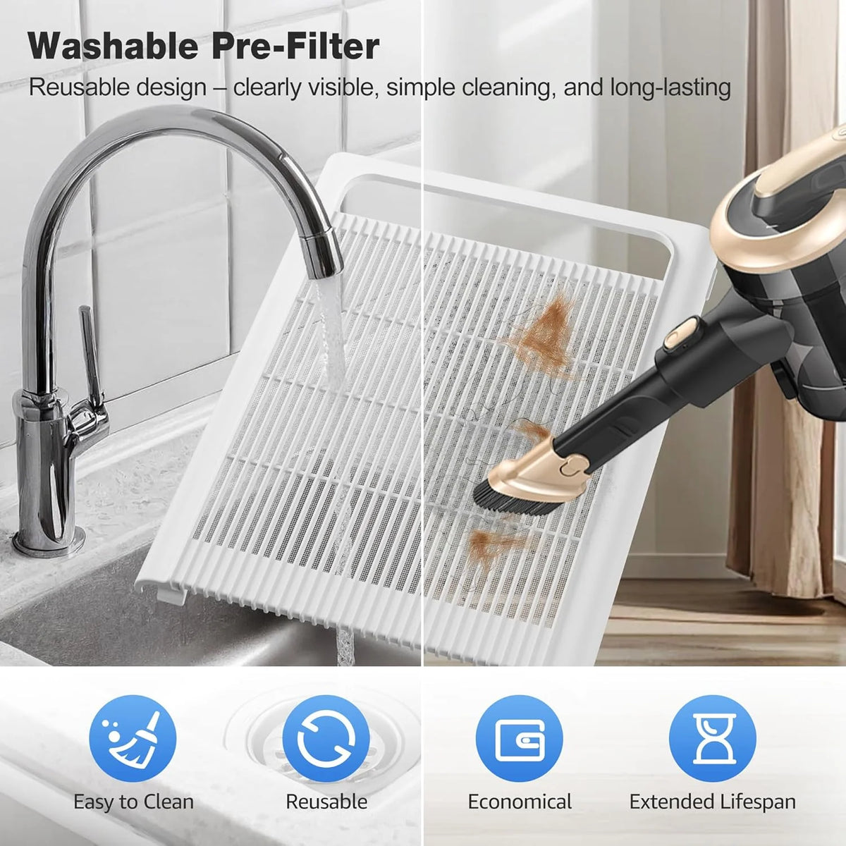 KNKA Air Purifier for Home Bedroom Large Room Up to 1,695 Ft² in 1 Hr, HEPA Air Cleaner with Washable Pre-Filter, AQI Display, ECO Mode, Sleep Mode, Pet Mode for Pets, Dust, Pollen, APH4000