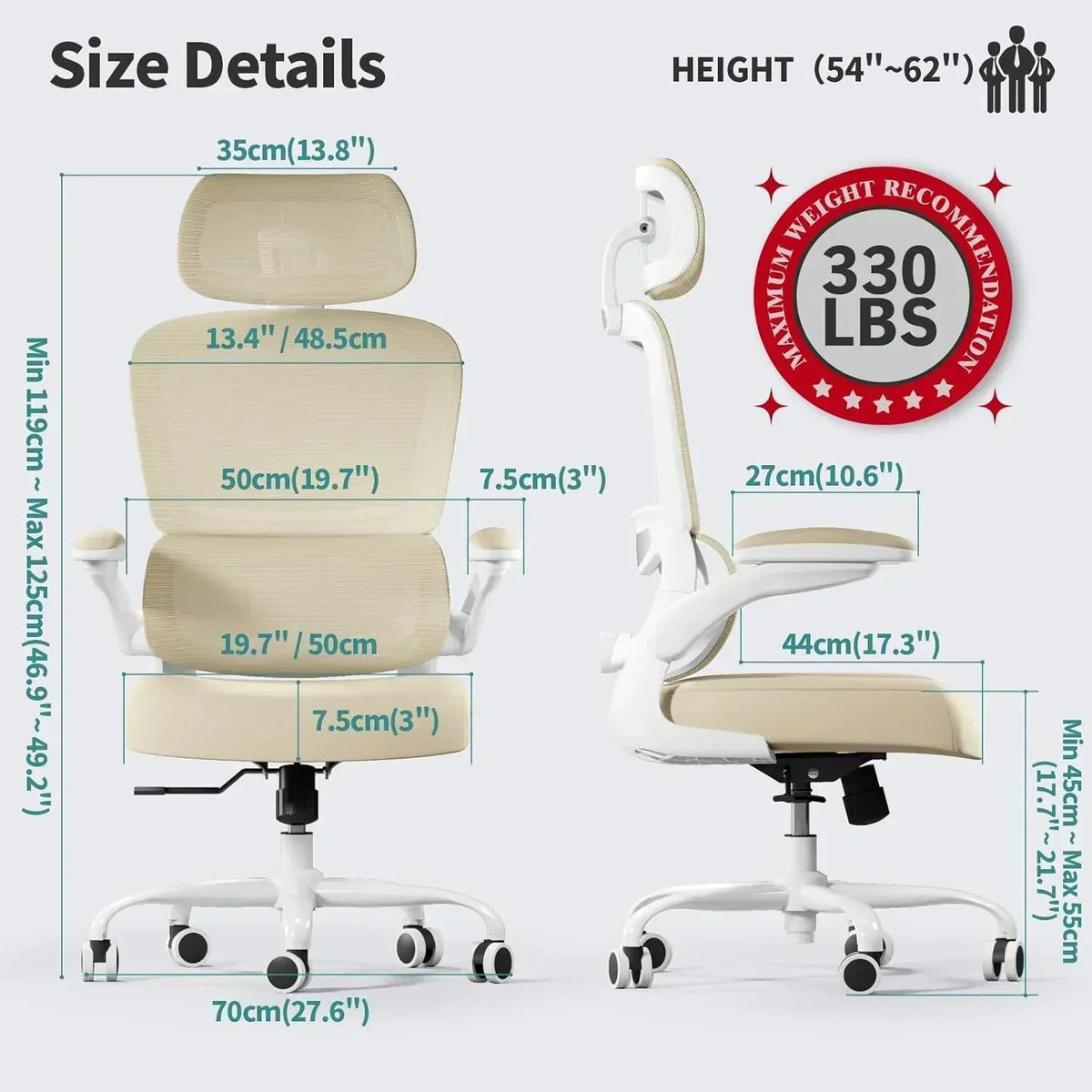 TRALT Office Chair Ergonomic Desk Chair 330 lbs Home Gaming Chair with Wheels