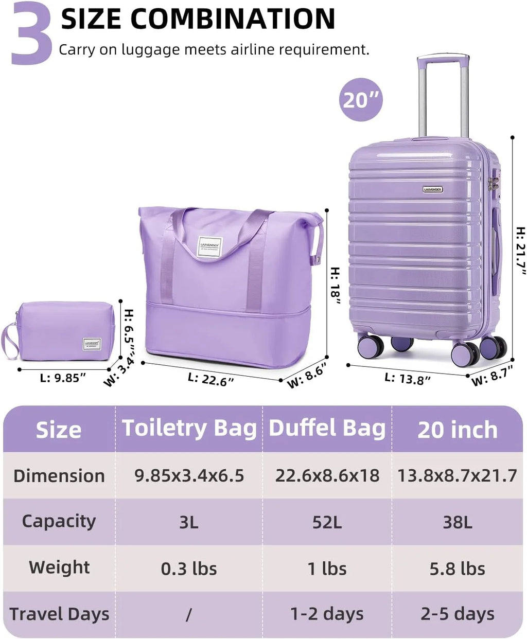 6-piece luggage set, expandable hardshell suitcase set with spinner wheels, lightweight rolling luggage set